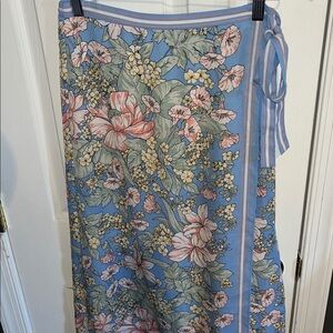Max Studio Blue Floral Wrap Skirt